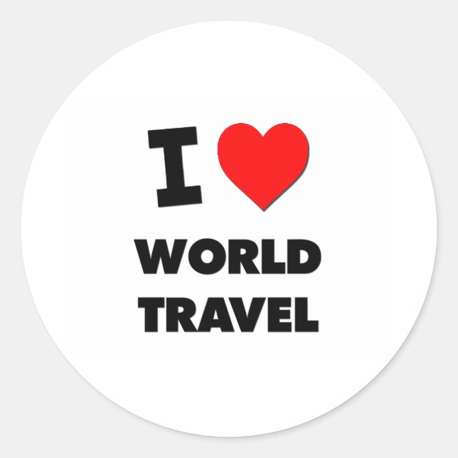 Sticker Rond J'aime World Travel (Devant)