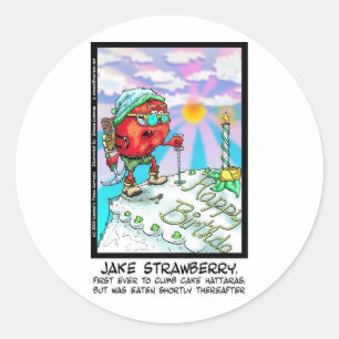 Sticker Rond Jake Strawberry Funny Dessert Cadeaux et Liens