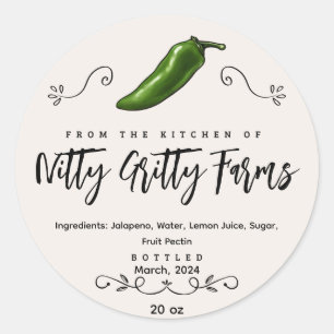Sticker Rond Jalapeno gelée préserver Jam Custom Canning Étique
