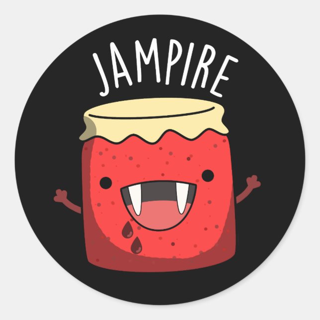 Sticker Rond Jam-arbitre Funny Vampire Jam Pun Dark BG (Devant)