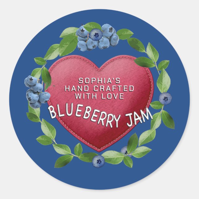 STICKER ROND JAM BLUEBERRY MANQUÉ AVEC LE COEUR AMOUR (Devant)