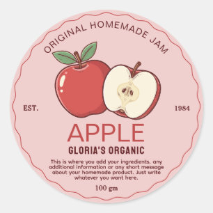 Sticker Rond Jam Fruit vintage à la pomme Produit maison