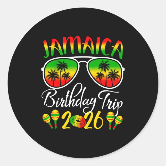Sticker Rond Jamaica Birthday Trip Vacation Summer 2026 Outfit  (Devant)
