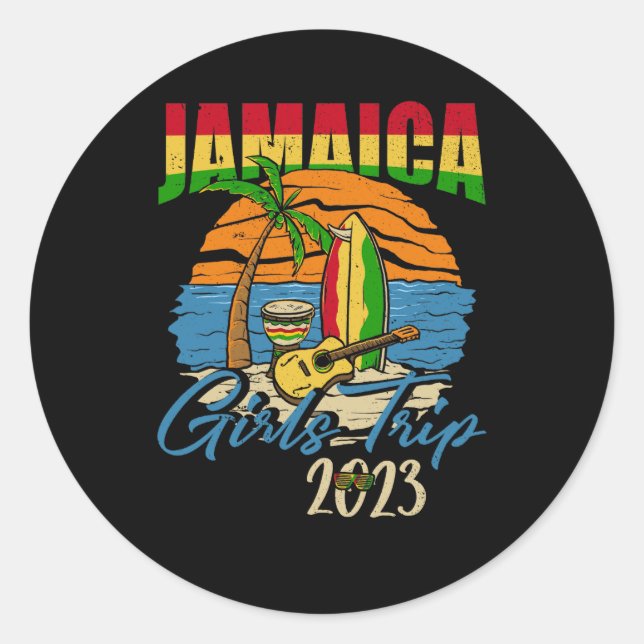 Sticker Rond Jamaica Girls Trip 2023 Women Jamaican Girls Beach (Devant)