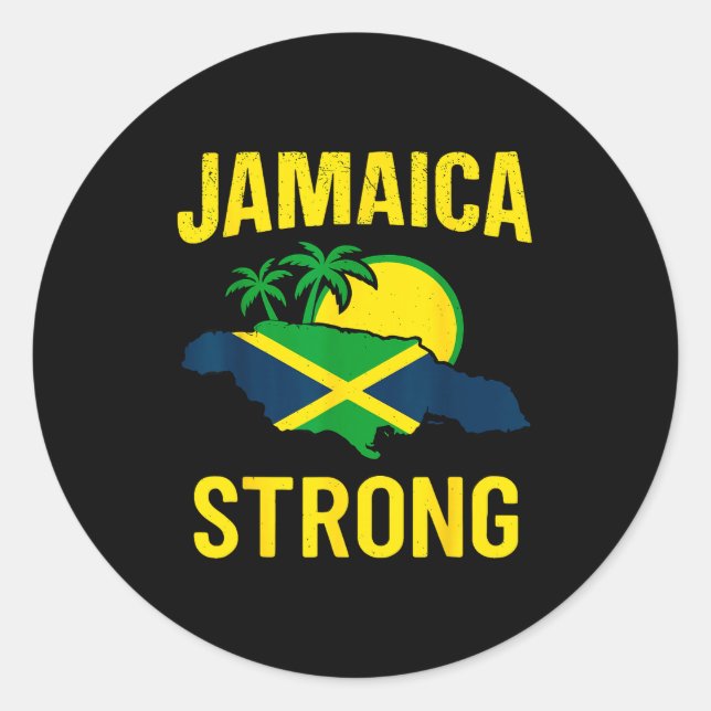 Sticker Rond Jamaica Strong I Love Jamaican Flag Heart Women Me (Devant)