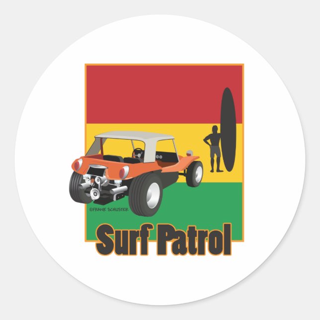 Sticker Rond Jamaïcain Rasta Surfpatrouille Buggy (Devant)