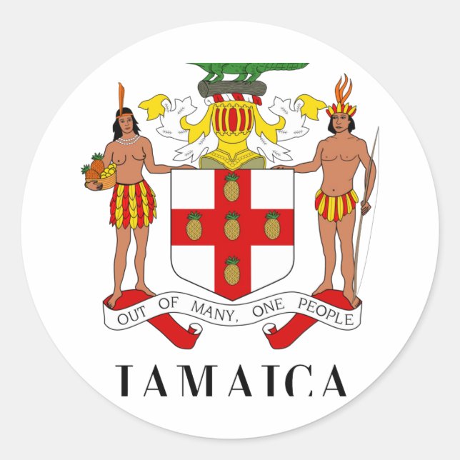 Sticker Rond JAMAÏQUE - symbole/blason/drapeau/couleurs/emblème (Devant)