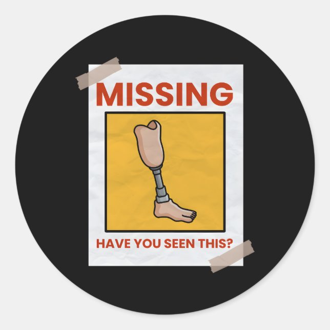 Sticker Rond Jamais de prothèse de jambe manquante (Devant)