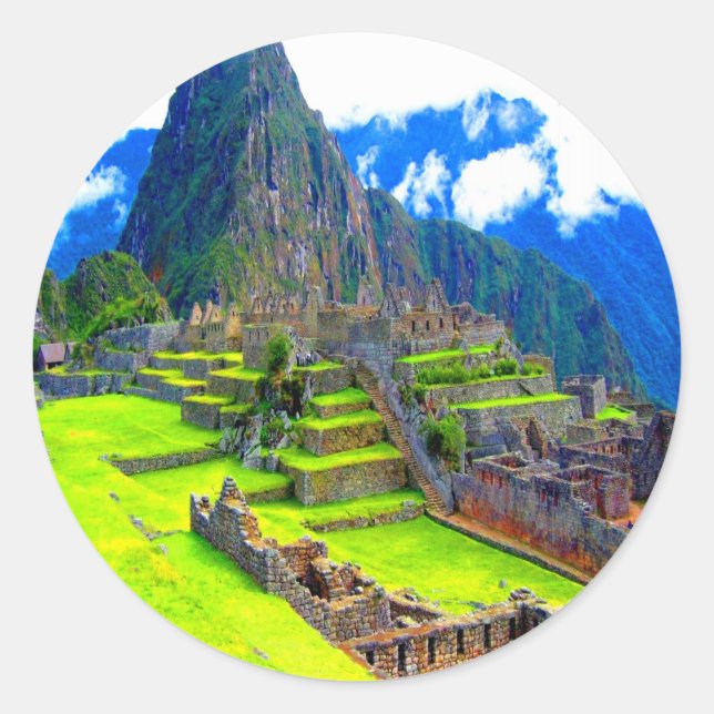 Sticker Rond Jamais souvenir de la beauté machu picchu peru (Devant)