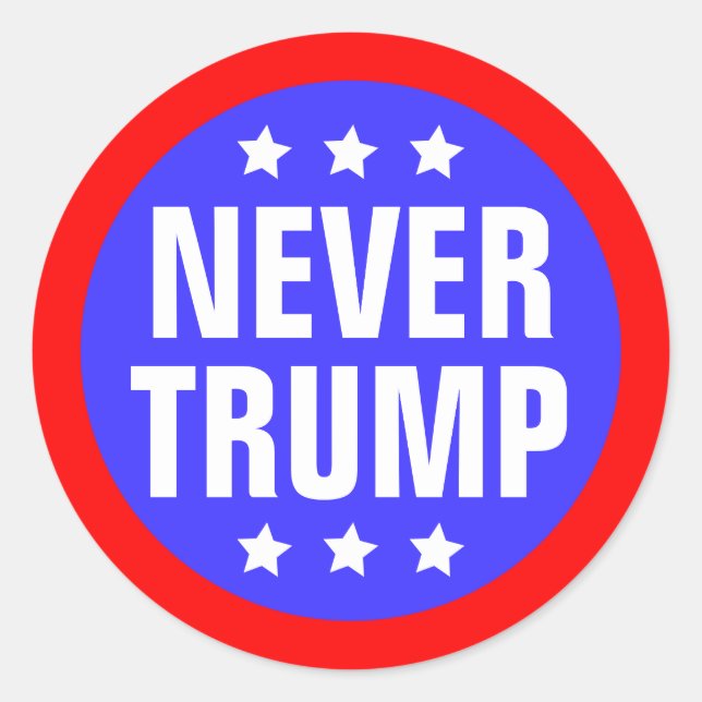 Sticker Rond JAMAIS TRUMP Pour Président 2016 (Devant)