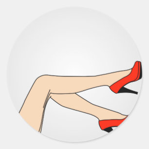 Sticker Rond Jambes d'une femme utilisant les stylets rouges