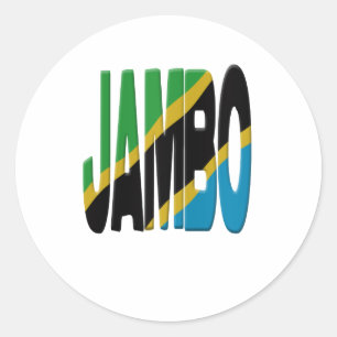 Sticker Rond Jambo Swahili - drapeau de Tanzanie