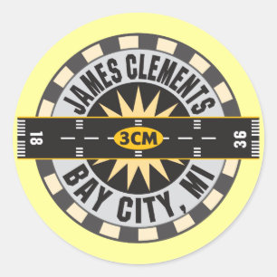Sticker Rond James Clements Airport Bay City MI 3CM