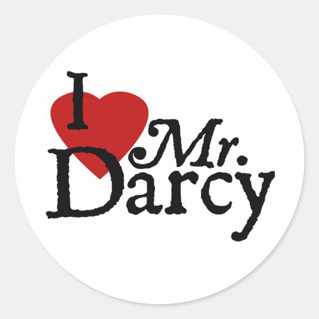 Sticker Rond Jane Austen J'AIME M. Darcy (Devant)