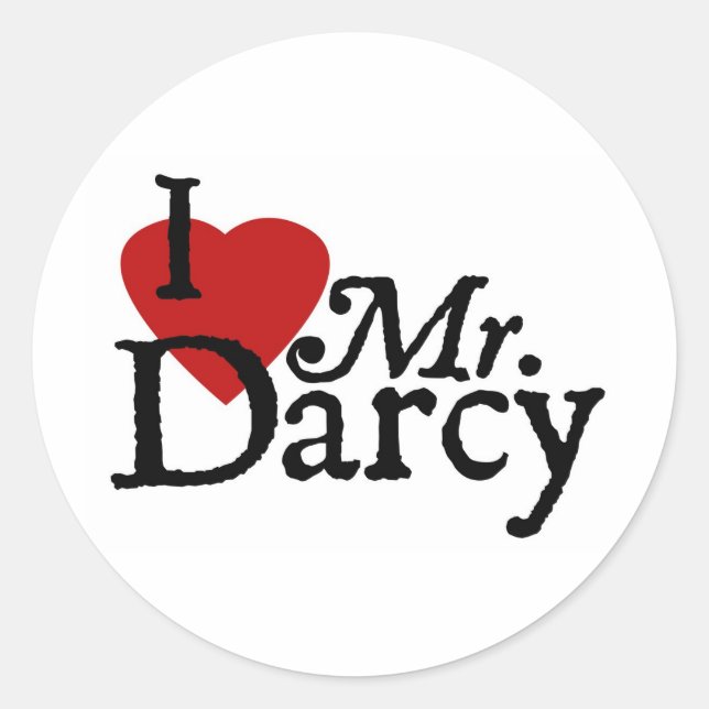 Sticker Rond Jane Austen J'AIME M. Darcy (Devant)