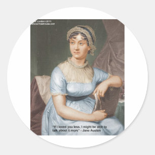 Sticker Rond Jane Austen T'aima Moins Citation Sur Les Cadeaux 