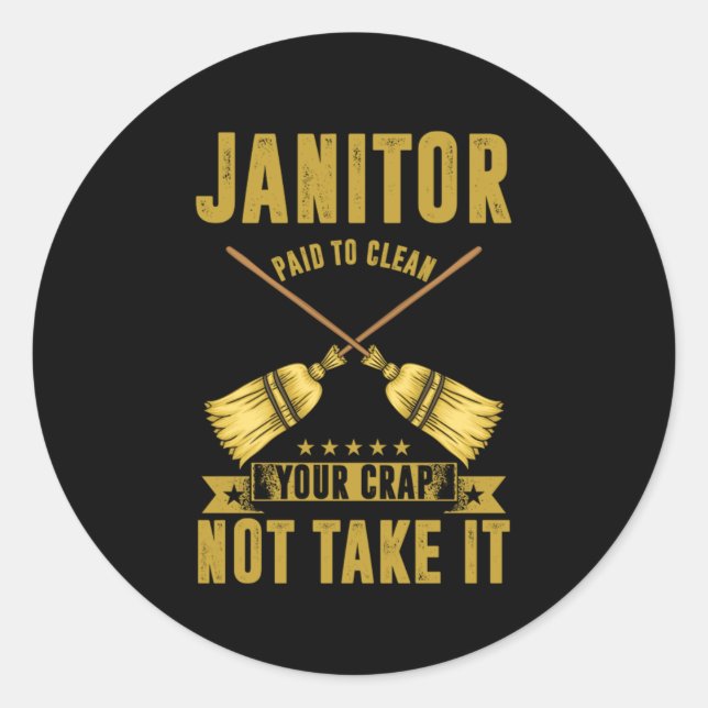 Sticker Rond Janitor Paiod Pour Nettoyer Les Nettoyeurs De Janv (Devant)