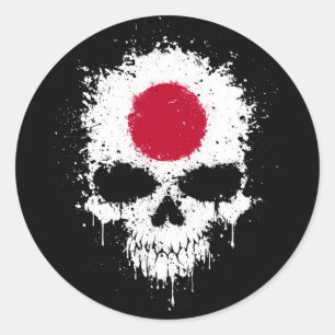 Sticker Rond Japon Laisser un crâne éclatant