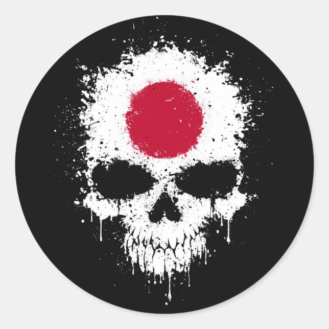 Sticker Rond Japon Laisser un crâne éclatant (Devant)