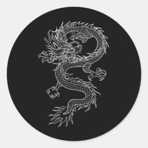 Sticker Rond Japon tatouage de dragon Dessin traditionnel japon