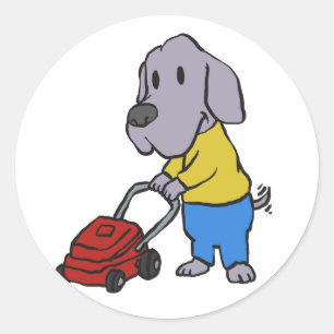 Sticker Rond Jardin à chiens avec tondeuse à gazon choisir la