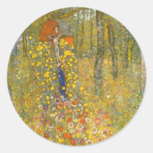 Sticker Rond Jardin agricole Gustav Klimt avec Crucifix