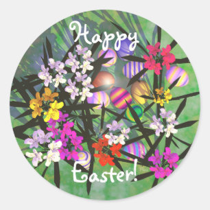 Sticker Rond Jardin aux oeufs de Pâques