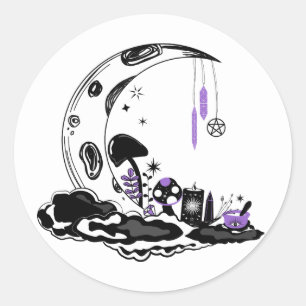 Sticker Rond Jardin d'anniversaire de la lune cristalline du ch