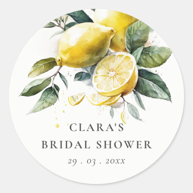 Sticker Rond Jardin de citron jaune aquarelle boho pour une bab (Devant)