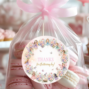 Sticker Rond Jardin de fées de fleurs fantaisiste d'anniversair