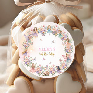 Sticker Rond Jardin de fées de fleurs fantaisiste pour un 5ème 