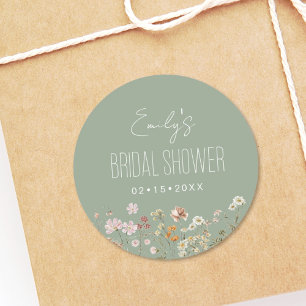 Sticker Rond Jardin de Fête de Mariage Bohème aux Fleurs Sauvag