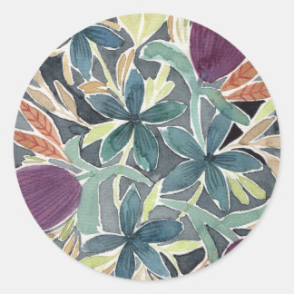 Sticker Rond Jardin de fleurs à l'aquarelle 