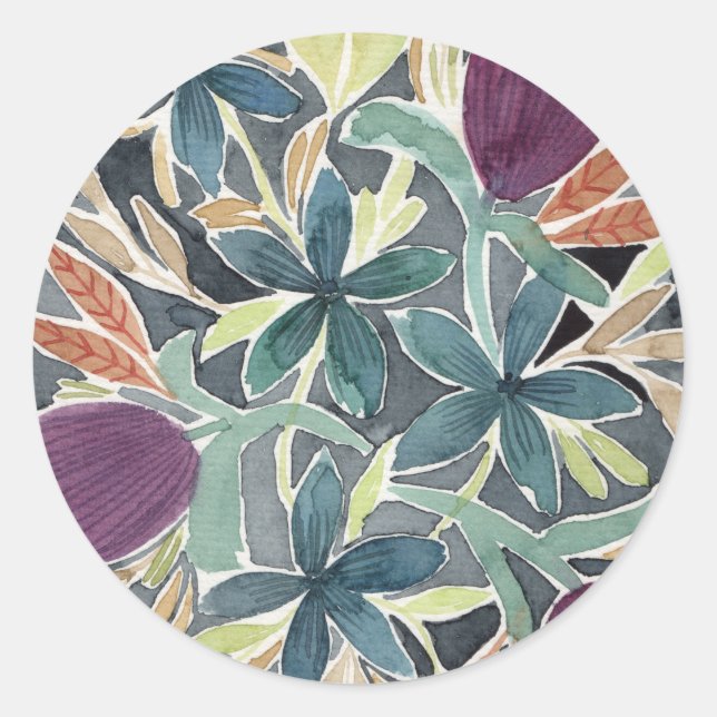 Sticker Rond Jardin de fleurs à l'aquarelle  (Devant)