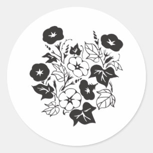 Sticker Rond Jardin de fleurs du matin BW I