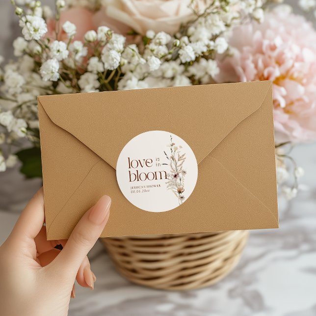 Sticker Rond Jardin de fleurs sauvages L'amour est en fleur (Créateur téléchargé)