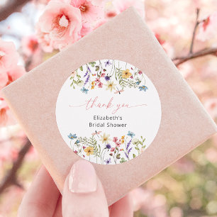 Sticker Rond Jardin de fleurs sauvages papillon Shower de maria