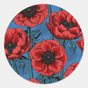Sticker Rond Jardin de l'anémone rouge