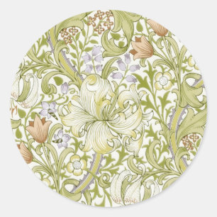 Sticker Rond Jardin de lys doré de William Morris Fleur Classiq