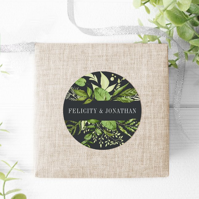 Sticker Rond Jardin de minuit | Mariage botanique vert (Créateur téléchargé)
