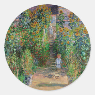 Sticker Rond Jardin de Monet Vetheuil Impressionim Peinture de 