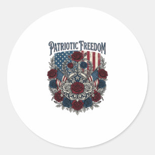 Sticker Rond Jardin de roses patriotique