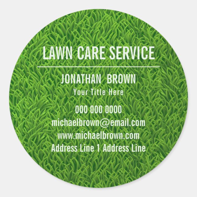 Sticker Rond Jardin de service de pelouse tondre herbe (Devant)