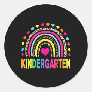 Sticker Rond Jardin d'enfants arc-en-ciel léopard Professeur Pr