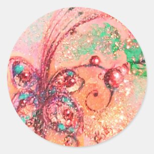 STICKER ROND JARDIN DES OMBRES PERDUES - PLANTE BUTTERFLY