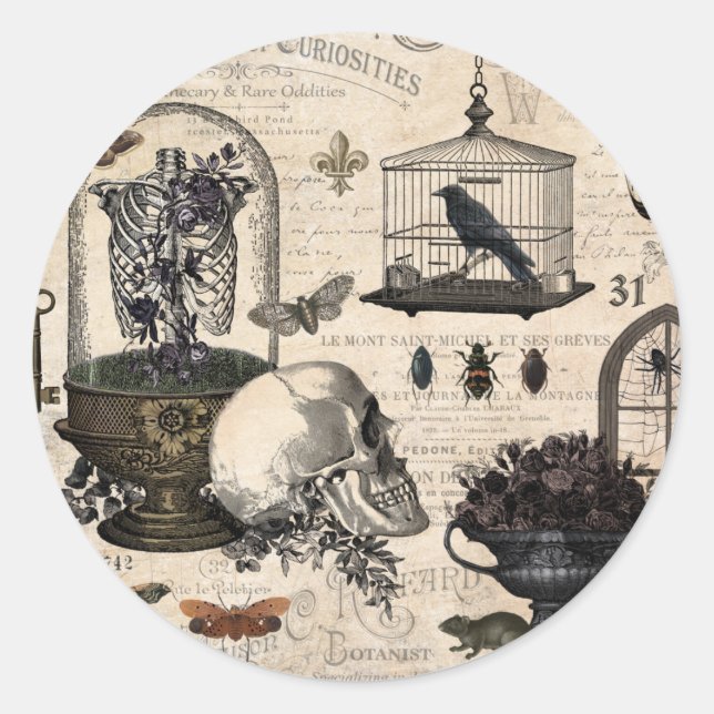 Sticker Rond Jardin d'Halloween Vintage (Devant)