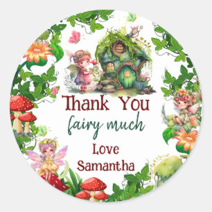 Sticker Rond Jardin enchanté Fée Fille Anniversaire Favoriser C