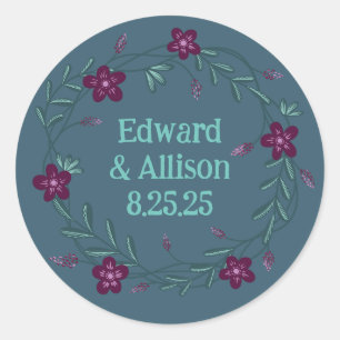 Sticker Rond Jardin Fleur sauvage pourpre fleuri