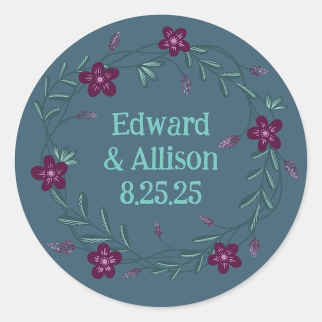 Sticker Rond Jardin Fleur sauvage pourpre fleuri (Devant)