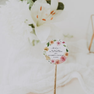Sticker Rond Jardin Floral Afterglow Cadeau de Mariage